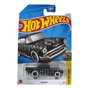 Hot Wheels '57 Chevy Art Cars Black White 2021 6/10 Diecast Car 1:64